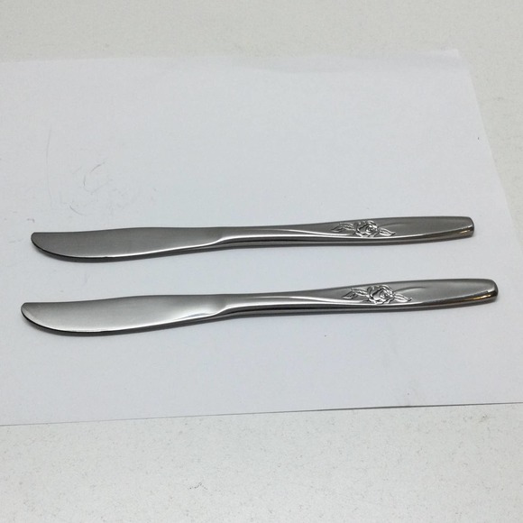 2 piece International Silver Random Rose Stainless Luxury Modern Solid Knife 8" - Picture 1 of 6